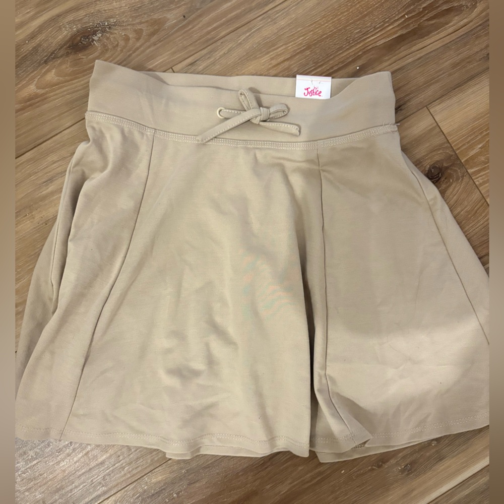 Justice Tan Skirt with Built-In Shorts- uniform skirt